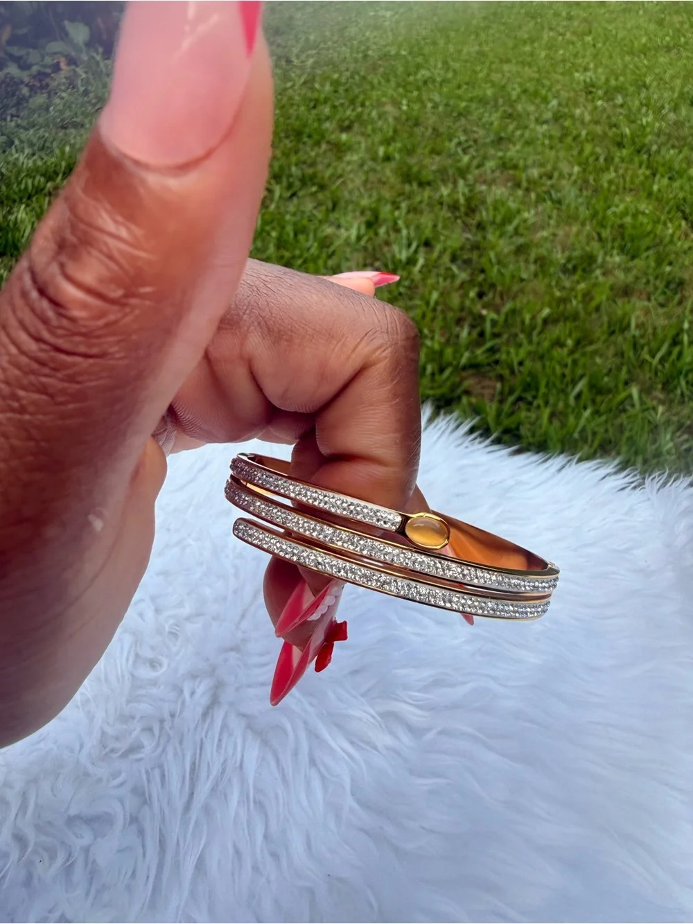 Gold Pave Double-Wrap Cuff Bracelet